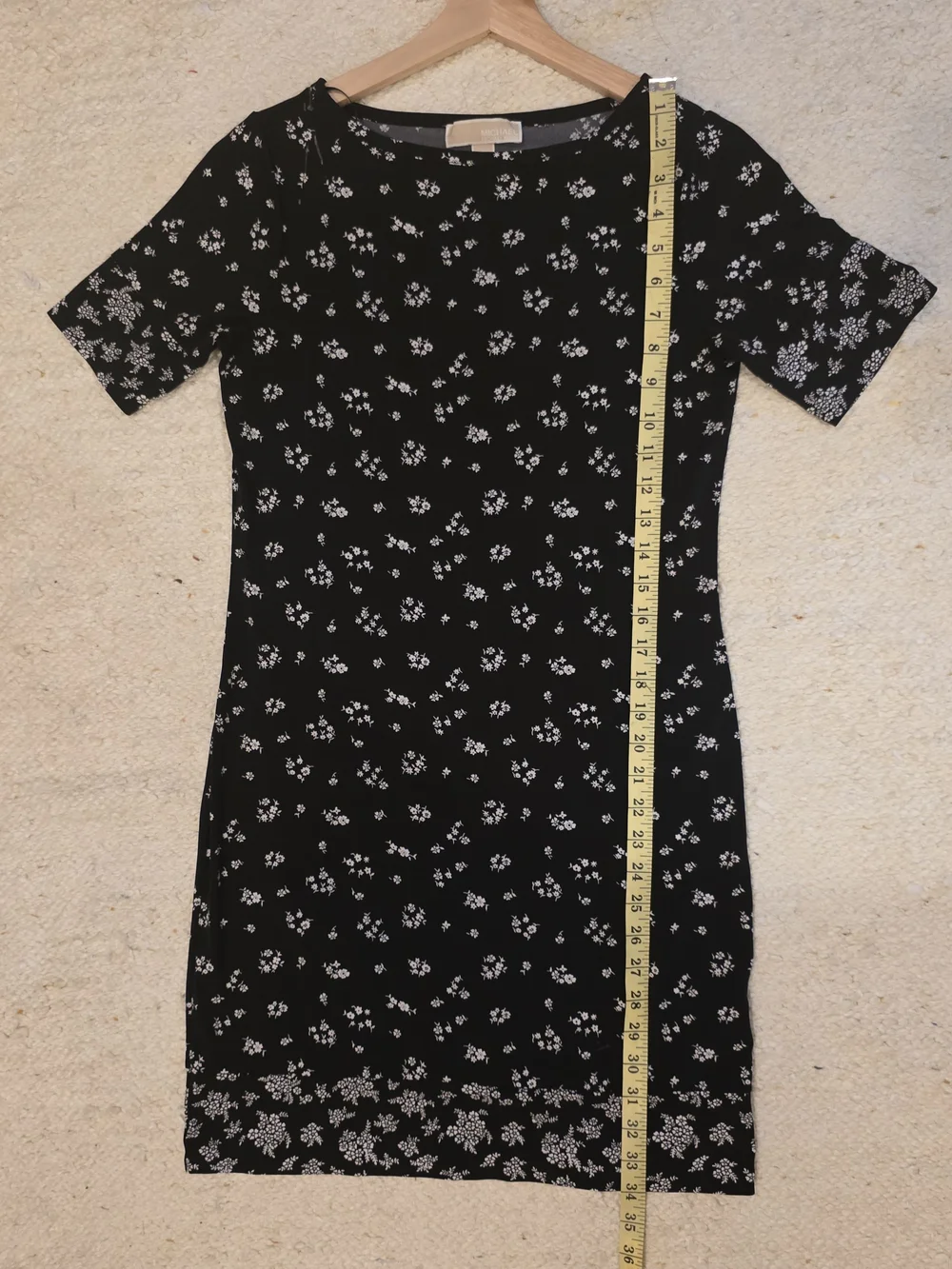 Michael Kors Black Floral Mini Dress short Sleeve Old Money Classic Feminine - Picture 7 of 8